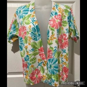 {SALE} Cathy Daniels button up bright tropical cardigan -L-